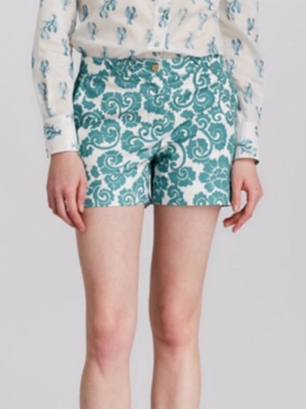 Tory Burch Gabriel Shorts Viridian Green Captiva Size 2